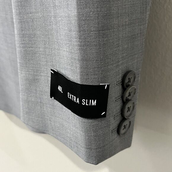 EXPRESS Blazer Men’s 40L Extra Slim Gray Two Button Sport Coat Career Preppy - Picture 3 of 10